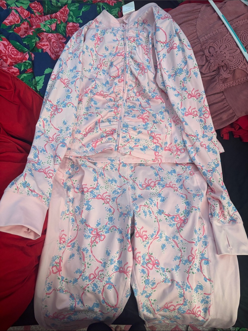 Shabby Chic Pink Floral-Print Leggings Set